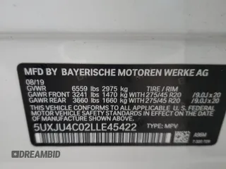 2020 BMW X5 M50i with VIN 5UXJU4C02LLE45422, listed as a Copart auction lot 44119775 with 60,241 mi miles and Salvage Title. Bid and sale history available at DreamBid. Image 13.
