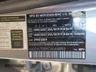 2012 Mercedes-Benz M 550 with VIN 4JGDA7DBXCA044892, listed as a Copart auction lot 43368635 with 214,619 mi miles and Salvage title. Bid and sale history available at DreamBid. Image 13.