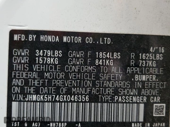 2016 Honda Fit EX with VIN JHMGK5H74GX046356, listed as a Copart auction lot 50905275 with 121,707 mi miles and Salvage title. Bid and sale history available at DreamBid. Image 15.