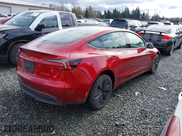 2024 Tesla Model 3 Long Range with VIN 5YJ3E1EB5RF733965, listed as a IAAI auction lot 41613919 with 11,570 mi miles and . Bid and sale history available at DreamBid. Image 4.