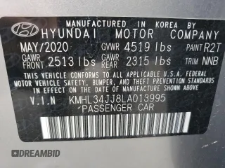 2020 Hyundai Sonata Hybrid Ultimate with VIN KMHL34JJ8LA013995, listed as a Copart auction lot 72614324 with 71,369 mi miles and Salvage Title. Bid and sale history available at carsss.com. Image 12.