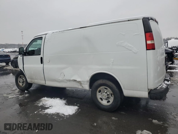 2014 Chevrolet Express Cargo Van with VIN 1GCWGFCAXE1145819, listed as a Copart auction lot 44579255 with 0 mi miles and Salvage Title. Bid and sale history available at carsss.com. Image 2.