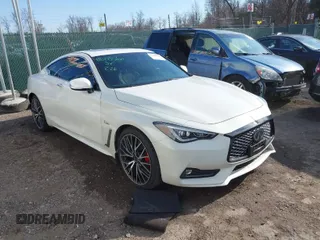 2018 Infiniti Q60 RED SPORT 400 with VIN JN1FV7EL6JM630898, listed as a IAAI auction lot 41628560 with 57,224 mi miles. Bid and sale history available at carsss.com. Image 1.