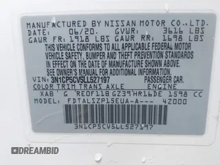 2020 Nissan Kicks SV z VIN 3N1CP5CV5LL527197, wystawiony jako IAAI lot #42099579 z przebiegiem 80 482 mil mil oraz . Historia ofert i sprzedaży dostępna na DreamBid. Obrazek 9.
