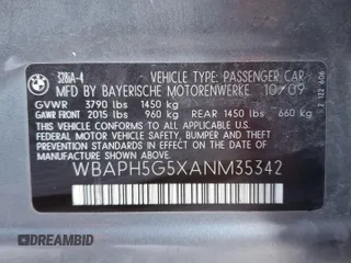 2010 BMW 3 Series 328i with VIN WBAPH5G5XANM35342, listed as a Copart auction lot 88253435 with 139,301 mi miles and Salvage Title. Bid and sale history available at DreamBid. Image 12.