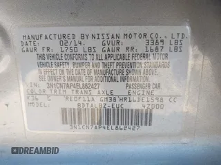 2014 Nissan Versa SV with VIN 3N1CN7AP4EL862427, listed as a IAAI auction lot 41435904 with 95,192 mi miles. Bid and sale history available at carsss.com. Image 9.