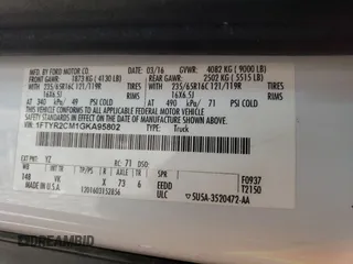 2016 Ford Transit Cargo with VIN 1FTYR2CM1GKA95802, listed as a Copart auction lot 67129054 with 69,590 mi miles and Salvage Title. Bid and sale history available at DreamBid. Image 13.