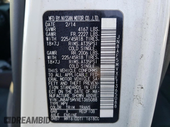 2014 Nissan Juke S with VIN JN8AF5MVXET365088, listed as a Copart auction lot 47157485 with Not Provided miles and Salvage Title. Bid and sale history available at carsss.com. Image 13.
