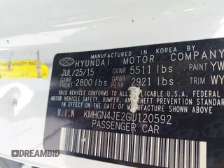 2016 Hyundai Genesis 3.8L z VIN KMHGN4JE2GU120592, wystawiony jako IAAI lot #42314558 z przebiegiem 106 533 mil mil oraz . Historia ofert i sprzedaży dostępna na DreamBid. Obrazek 9.