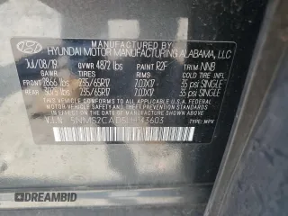 2020 Hyundai Santa Fe SE with VIN 5NMS2CAD5LH143603, listed as a Copart auction lot 60643405 with 18,877 mi miles and Salvage title. Bid and sale history available at DreamBid. Image 13.