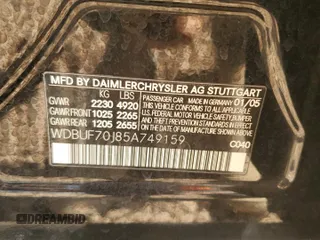 2005 Mercedes-Benz E 5.0L with VIN WDBUF70J85A749159, listed as a Copart auction lot 47374745 with 251,465 mi miles and Salvage Title. Bid and sale history available at carsss.com. Image 12.