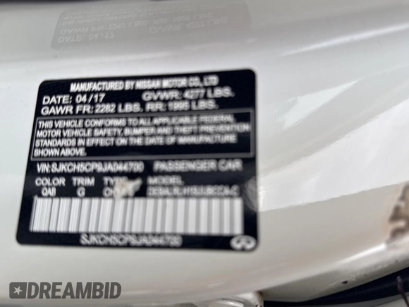 2018 Infiniti QX30 with VIN SJKCH5CP9JA044700, listed as a Copart auction lot 55697985 with Not provided miles and Clean title. Bid and sale history available at DreamBid. Image 10.