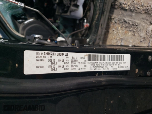 2011 Dodge Durango Citadel z VIN 1D4SD5GT8BC592407, wystawiony jako Copart lot #54260555 z przebiegiem Nie podano mil oraz Szkoda całkowita • Salvage title. Historia ofert i sprzedaży dostępna na DreamBid. Obrazek 12.