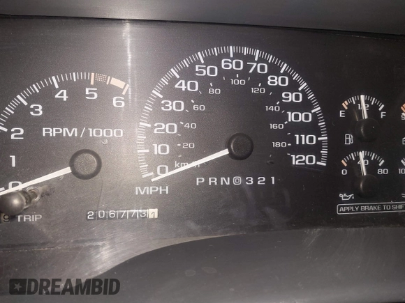 2000 GMC Denali with VIN 1GKEK13R9YR163824, listed as a IAAI auction lot 41245808 with 206,773 mi miles. Bid and sale history available at carsss.com. Image 15.