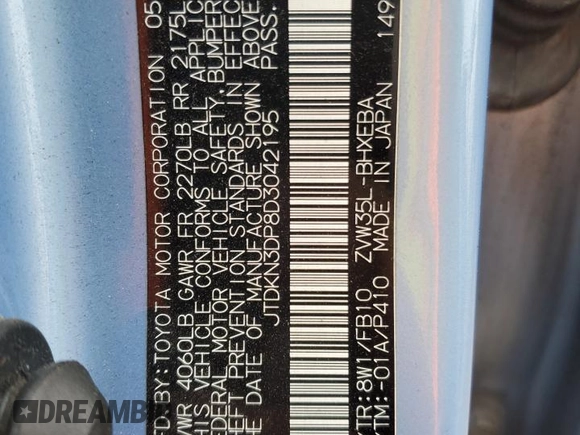 2013 Toyota Prius with VIN JTDKN3DP8D3042195, listed as a Copart auction lot 53387875 with 119,606 mi miles and Salvage Title. Bid and sale history available at DreamBid. Image 13.