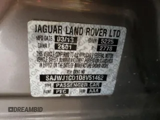 2013 Jaguar XJ with VIN SAJWJ1CD1D8V51462, listed as a Copart auction lot 50527985 with 62,995 mi miles and Salvage title. Bid and sale history available at DreamBid. Image 13.
