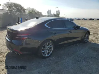 2022 Genesis G70 2.0T with VIN KMTG34TAXNU093905, listed as a Copart auction lot 45394115 with 57,495 mi miles and Salvage Title. Bid and sale history available at carsss.com. Image 3.