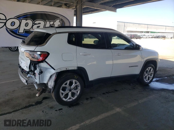 2025 Jeep Compass Latitude with VIN 3C4NJDBNXST547107, listed as a Copart auction lot 56147275 with 8,460 mi miles and Salvage title. Bid and sale history available at DreamBid. Image 3.
