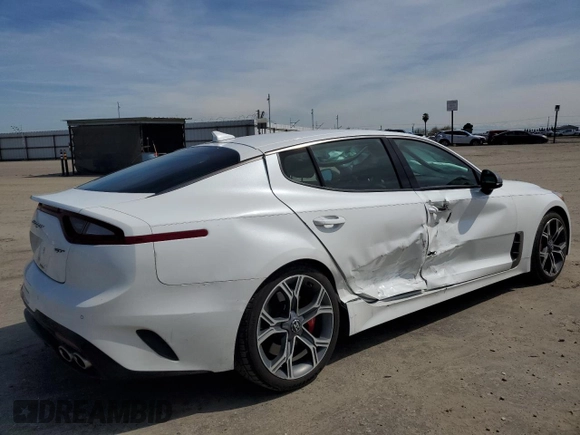 2020 Kia Stinger GT with VIN KNAE35LC7L6078130, listed as a Copart auction lot 50265895 with 83,540 mi miles and Salvage Title. Bid and sale history available at carsss.com. Image 3.