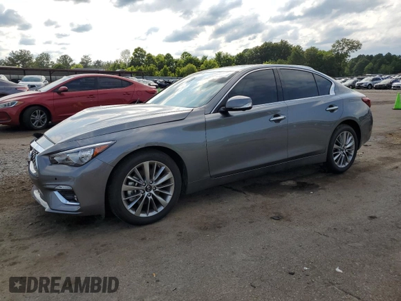 2024 Infiniti Q50 Luxe with VIN JN1EV7BR6RM630092, listed as a Copart auction lot 56903184 with 4,846 mi miles and Salvage Title. Bid and sale history available at DreamBid. Image 1.