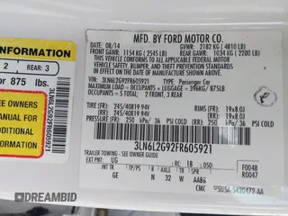 2015 Lincoln MKZ с VIN 3LN6L2G92FR605921, выставлен на аукционе IAAI как лот 42470145 с пробегом 174 569 миль миль и . История ставок и продаж доступна на DreamBid. Изображение 9.