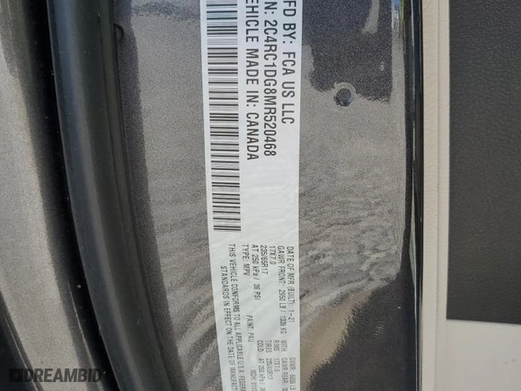 2021 Chrysler Voyager LXI with VIN 2C4RC1DG8MR520468, listed as a Copart auction lot 47964655 with 84,578 mi miles and Salvage Title. Bid and sale history available at carsss.com. Image 15.