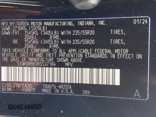 2024 Toyota Highlander LE z VIN 5TDKDRBH3RS537184, wystawiony jako IAAI lot #42108464 z przebiegiem 35 747 mil mil oraz . Historia ofert i sprzedaży dostępna na DreamBid. Obrazek 9.