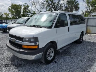 2018 Chevrolet Express Passenger LT z VIN 1GAZGMFG9J1199651, wystawiony jako Copart lot #59958585 z przebiegiem 185 248 mil mil oraz Czysty tytuł • Clean title. Historia ofert i sprzedaży dostępna na DreamBid. Obrazek 1.