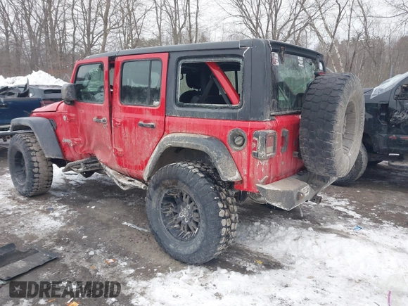 2018 Jeep Wrangler Unlimited Sport S with VIN 1C4HJXDG5JW131522, listed as a IAAI auction lot 41563099 with 75,405 mi miles and . Bid and sale history available at DreamBid. Image 3.