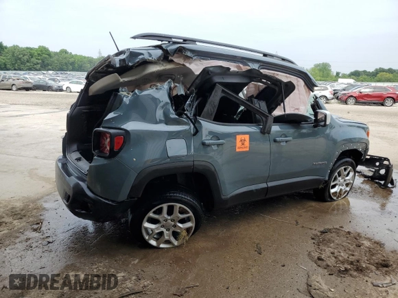 2018 Jeep Renegade Latitude with VIN ZACCJBBB6JPH56383, listed as a Copart auction lot 60690615 with Not provided miles and Non repairable. Bid and sale history available at DreamBid. Image 3.