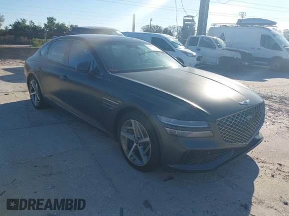 2024 Genesis G80 3.5T Sport with VIN KMTGB4SD4RU209944, listed as a IAAI auction lot 41630028 with 1,596 mi miles. Bid and sale history available at carsss.com. Image 1.