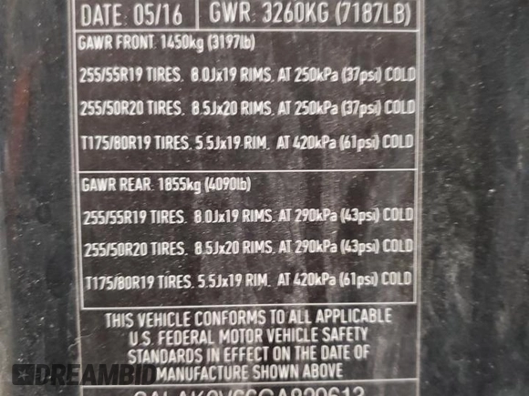 2016 Land Rover LR4 HSE Lux with VIN SALAK2V66GA829613, listed as a Copart auction lot 88982545 with 160,321 mi miles and Salvage Title. Bid and sale history available at DreamBid. Image 12.