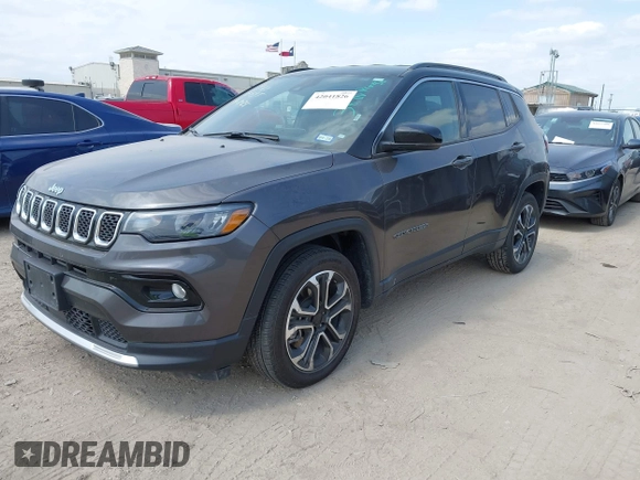 2023 Jeep Compass Limited with VIN 3C4NJDCN0PT522688, listed as a IAAI auction lot 42041826 with 54,894 mi miles and . Bid and sale history available at carsss.com. Image 2.