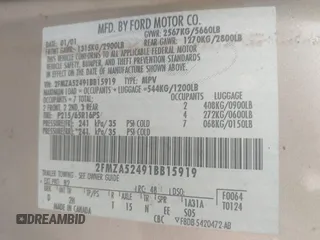 2001 Ford Windstar SE с VIN 2FMZA52491BB15919, выставлен на аукционе IAAI как лот 42114592 с пробегом 126 944 миль миль и . История ставок и продаж доступна на DreamBid. Изображение 9.