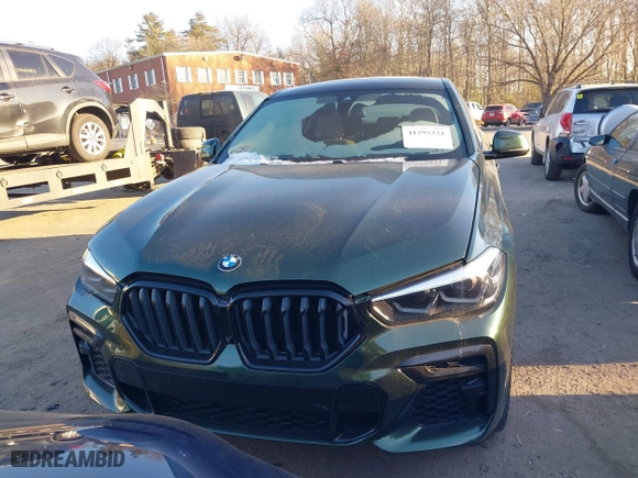 2022 BMW X6 xDrive40i with VIN 5UXCY6C01N9K27445, listed as a IAAI auction lot 41295221 with 28,328 mi miles. Bid and sale history available at carsss.com. Image 6.