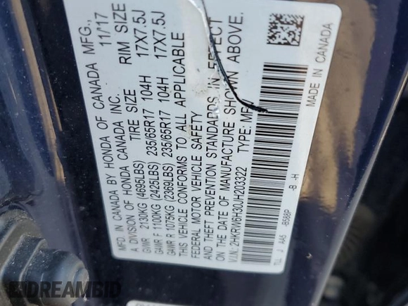 2018 Honda CR-V LX with VIN 2HKRW6H30JH203322, listed as a Copart auction lot 53071435 with 159,570 mi miles and Salvage Title. Bid and sale history available at DreamBid. Image 13.