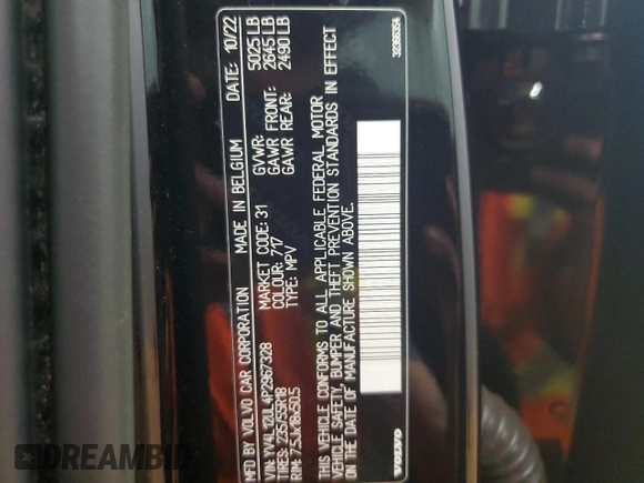 2023 Volvo XC40 Plus Dark Theme with VIN YV4L12UL4P2967328, listed as a Copart auction lot 55800735 with 96,119 mi miles and Clean title. Bid and sale history available at DreamBid. Image 13.