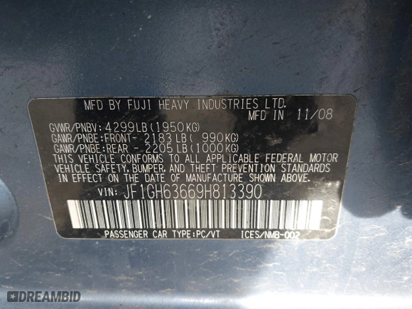 2009 Subaru Impreza Wagon Outback Sport with VIN JF1GH63669H813390, listed as a IAAI auction lot 41868435 with 132,583 mi miles. Bid and sale history available at carsss.com. Image 9.