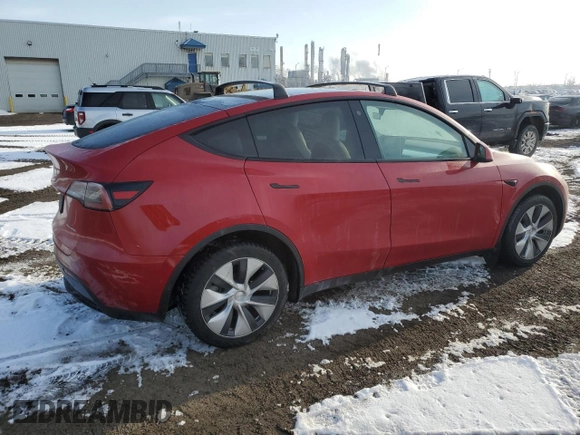 2022 Tesla Model Y Long Range with VIN 7SAYGDEE1NF458443, listed as a Copart auction lot 46497265 with 59,721 mi miles and Salvage Title. Bid and sale history available at carsss.com. Image 3.