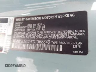 2012 MINI Hardtop with VIN WMWSU3C5XCT368840, listed as a IAAI auction lot 41446054 with 185,679 mi miles and . Bid and sale history available at DreamBid. Image 9.
