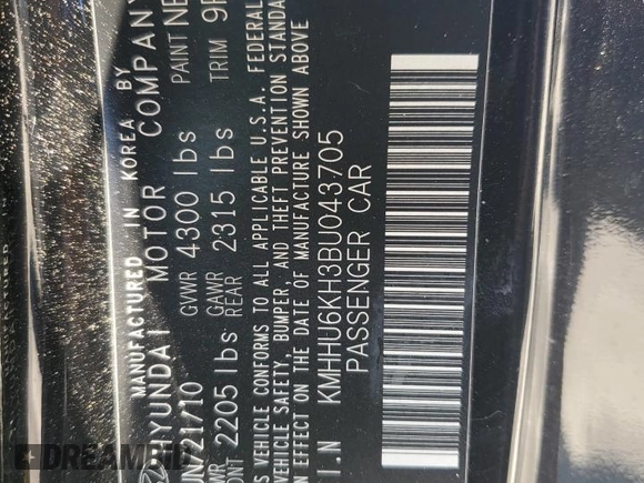 2011 Hyundai Genesis Coupe Grand Touring with VIN KMHHU6KH3BU043705, listed as a Copart auction lot 62675195 with 160,780 mi miles and Clean title. Bid and sale history available at DreamBid. Image 12.
