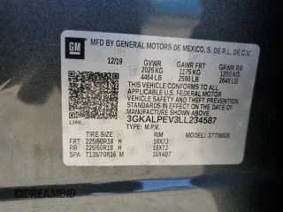 2020 GMC Terrain SLT with VIN 3GKALPEV3LL234587, listed as a Copart auction lot 61223135 with 37,989 mi miles and Salvage title. Bid and sale history available at DreamBid. Image 14.