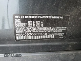 2016 BMW 4 Series 428i xDrive with VIN WBA4C9C50GG137720, listed as a Copart auction lot 50240545 with 60,705 mi miles and Salvage Title. Bid and sale history available at DreamBid. Image 12.