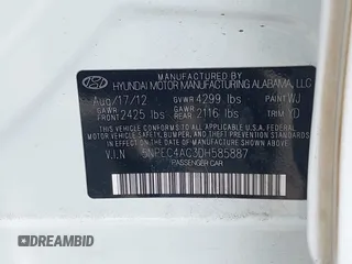 2013 Hyundai Sonata Limited with VIN 5NPEC4AC3DH585887, listed as a IAAI auction lot 42046976 with 126,675 mi miles and . Bid and sale history available at carsss.com. Image 9.