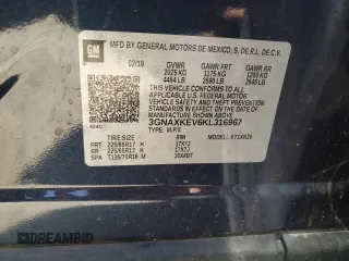 2019 Chevrolet Equinox LT with VIN 3GNAXKEV6KL316967, listed as a Copart auction lot 48387525 with 47,158 mi miles and Salvage Title. Bid and sale history available at carsss.com. Image 16.
