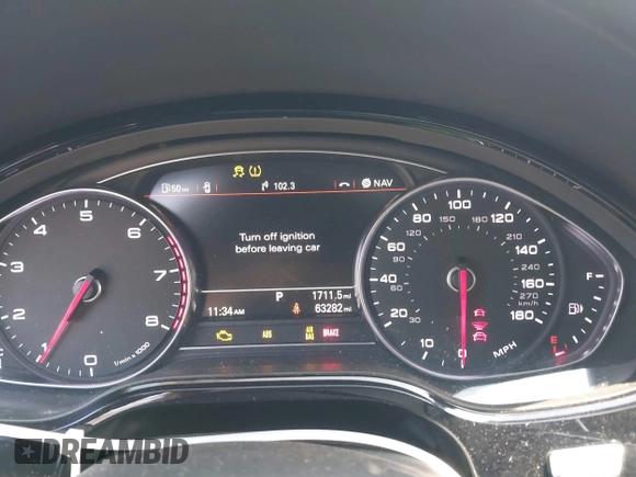 2017 Audi A8 with VIN WAU44AFDXHN004395, listed as a IAAI auction lot 41705688 with 63,282 mi miles and . Bid and sale history available at DreamBid. Image 7.