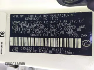 2021 Lexus ES with VIN 58ADZ1B19MU087967, listed as a IAAI auction lot 41680370 with 48,077 mi miles. Bid and sale history available at carsss.com. Image 9.