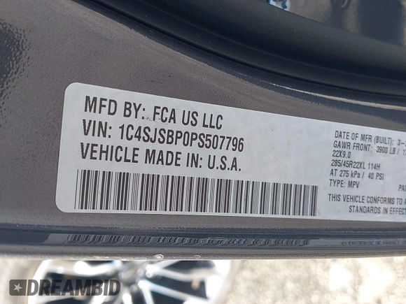 2023 Jeep Wagoneer Series II with VIN 1C4SJSBP0PS507796, listed as a IAAI auction lot 41804164 with 40,951 mi miles and . Bid and sale history available at DreamBid. Image 9.