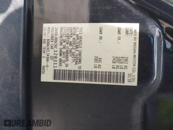 2019 Nissan Altima SV с VIN 1N4BL4DV2KC128311, выставлен на аукционе IAAI как лот 42138328 с пробегом 94 873 миль миль и . История ставок и продаж доступна на DreamBid. Изображение 9.