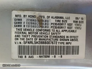 2011 Honda Odyssey LX with VIN 5FNRL5H28BB007672, listed as a Copart auction lot 50659545 with 178,707 mi miles and Salvage Title. Bid and sale history available at carsss.com. Image 15.
